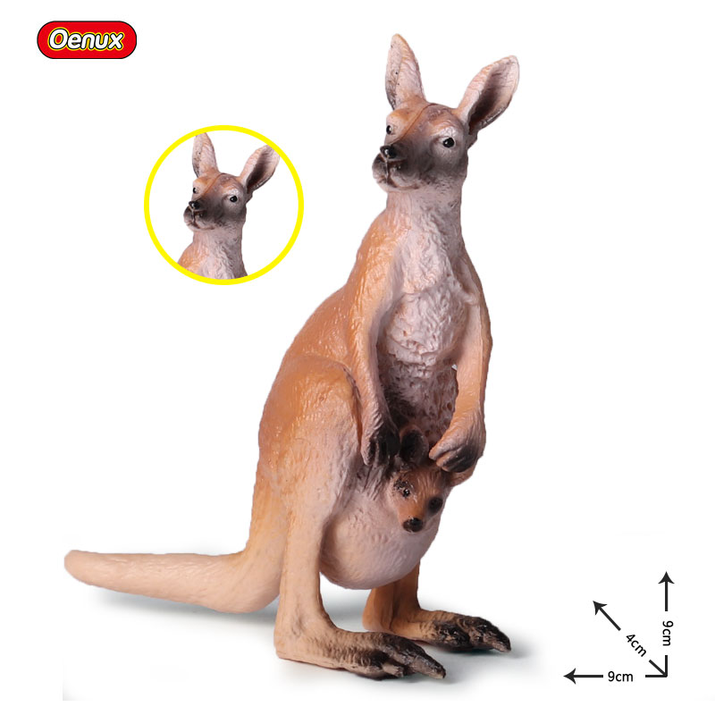Oenux 3PCS/Set Австралија Kangaroos Животни Симулација Акција Фигура Женско Бебе Кенгур Модел Фигурини Колекција Играчки За Деца