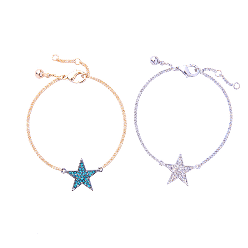 БАКНИ МЕ Шик Blue & Јасна Ѕвезда/Pentagram Шарм Пол Женски Нова Едноставна Нараквици за Жените Мода Накит