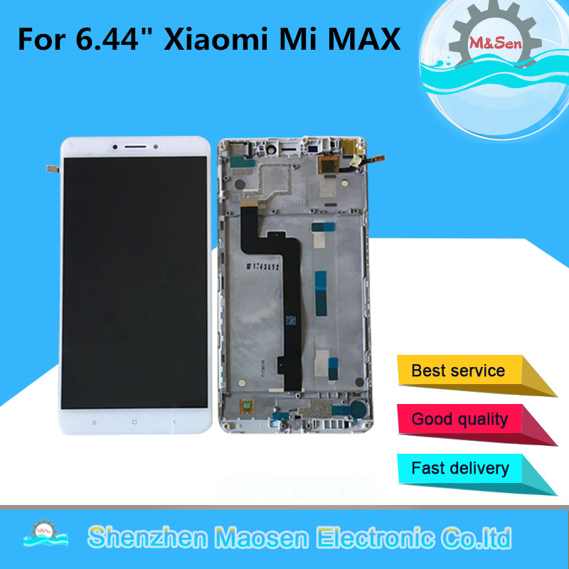 М&Сен За 6.44 Xiaomi Mi MAX LCD екранот+екран на допир панел digitizer со рамка white/ Black бесплатен превозот
