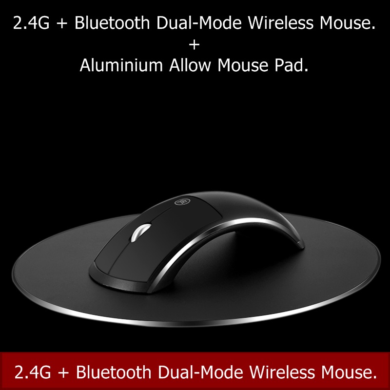 Нови 1600DPI DPI прилагодливи 2.4 G+ Bluetooth Dual-Mode Батерија Безжичен глушец за Лаптоп Desktop PC