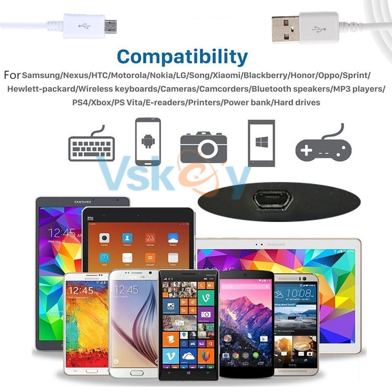VSKEY 5V 2.0 Подвижен Ѕид Конектор за Микро USB Кабел За Паметен Мобилен Телефон