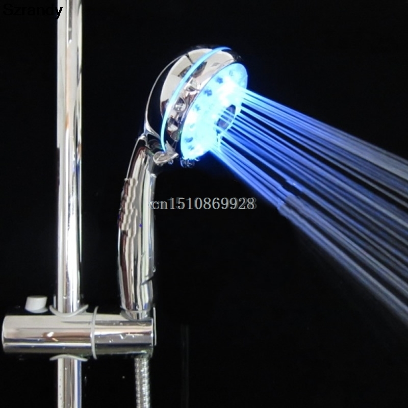 Прилагодливи 3 Режим LED Светло Туш Главата Sprinkler Сензор на Температура на Бања