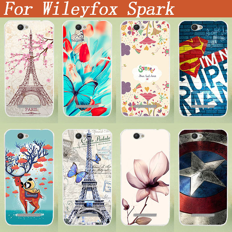 За Wileyfox Искра Назад случај Мода Пристигнување 8 Бои, Сликарство МЕКА TPU Мобилен Телефон Случај За Wileyfox Искра