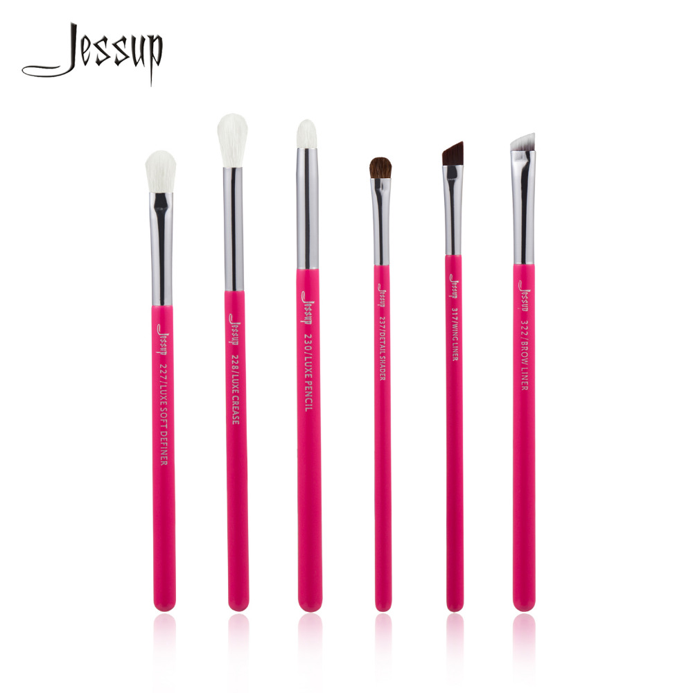 Jessup Роуз-carmin/Сребрена Професионална Шминка Четки Поставите Убавина Алатки сочинуваат Четка за полнење Око Shader Лагер природни синтетички влакна
