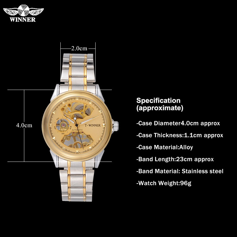 мажите механички часовници скелет часовници ПОБЕДНИК бренд бизнис рака правец на рачни часовници за мажи нерѓосувачки челик бенд подарок часовник