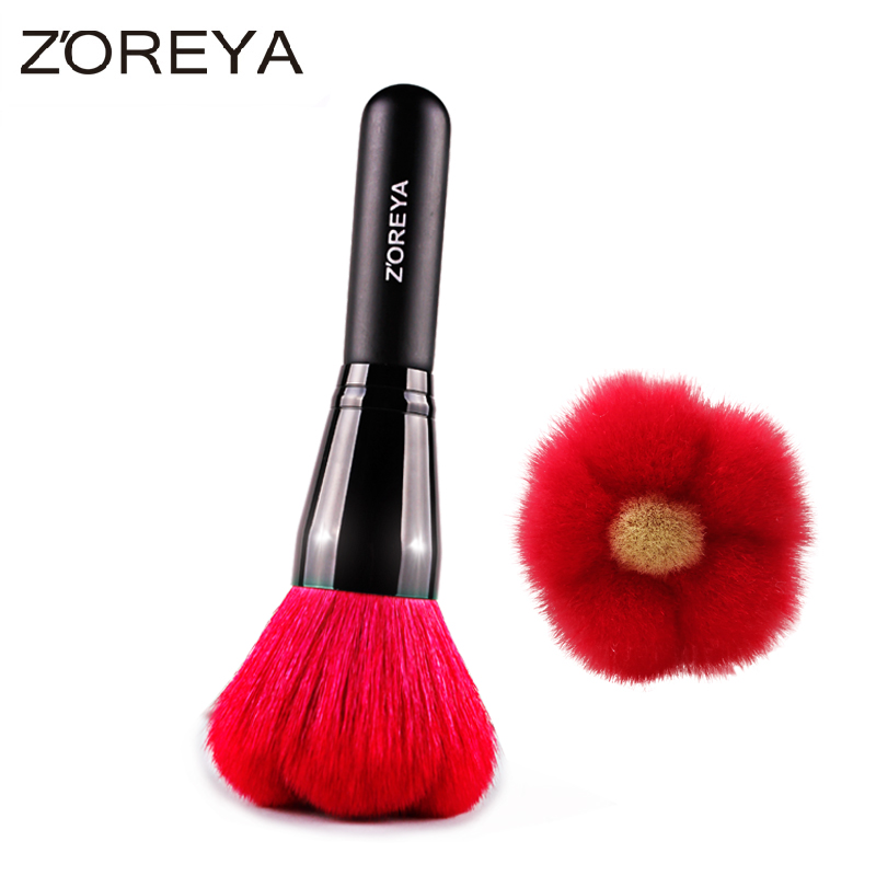 Zoreya Бренд Топла продажбата на црвениот цвет дебели меки Природни Коза косата се направи до четка за жените Шминка во Прав со четка за Козметички алатка