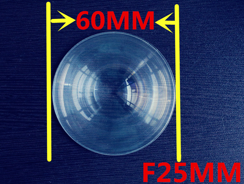 fresnel леќа соларни краток Фокусна должина 25мм Дијаметар 60mm Fresnel Леќа мали димензии fresnel леќа дебелина 2mm круг леќа