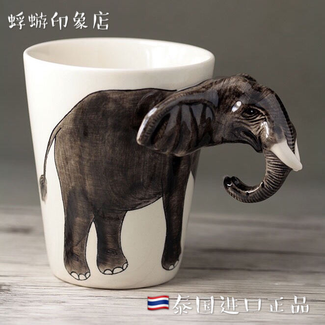 Креативни Чај кафе керамички чаши 3D Цртан филм слон млеко кригла купот дома декор занаети соба декорација порцелански животинско фигурини