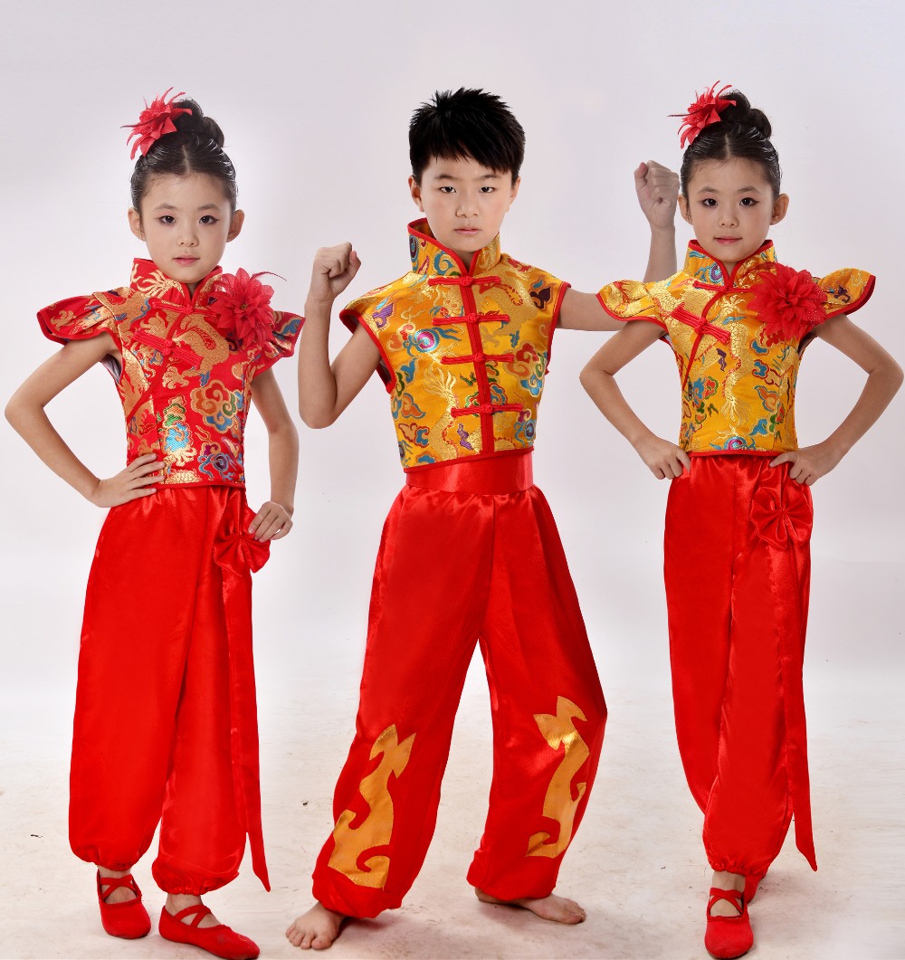 Традиционален Кинески Танц Костим Деца Националните Вршење на Танц Боречки Вештини за Девојка и Момче Кунг Фу Танц Костим