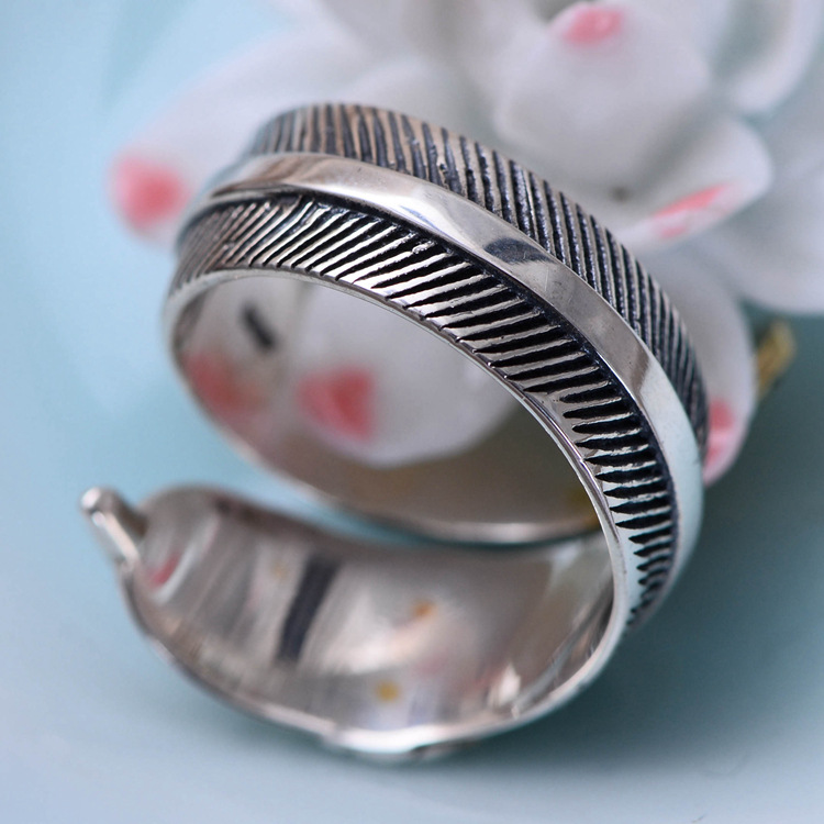925 фунта сребрен накит ретро Тајландски сребро индискиот традиционален пердуви отвори прстен неколку модели мажите и