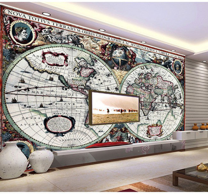 Големи Поморски Мапата на Светот Домаќинство 3D Ѕид Покрие Оркестарот Соба Позадина за Ѕид 3 d Livingroom Стан ТВ Не