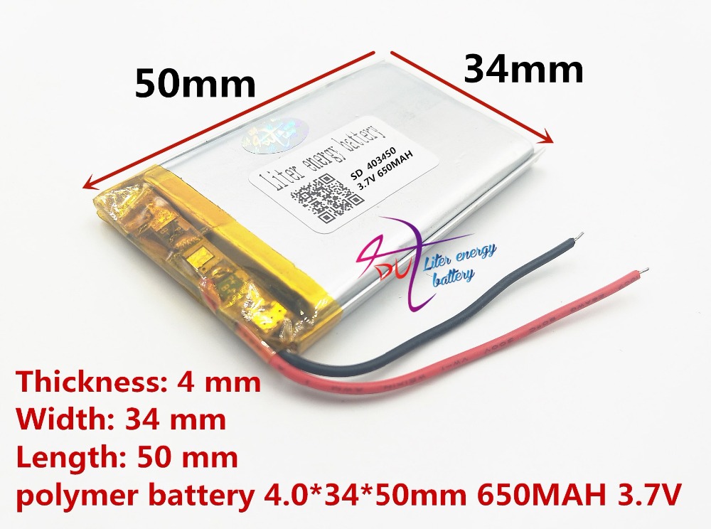 Литар енергија на батеријата 3.7 V литиум полимер батерија 403450 650MAH MP3 MP4 MP5 GPS navigator интелигентни вода метар
