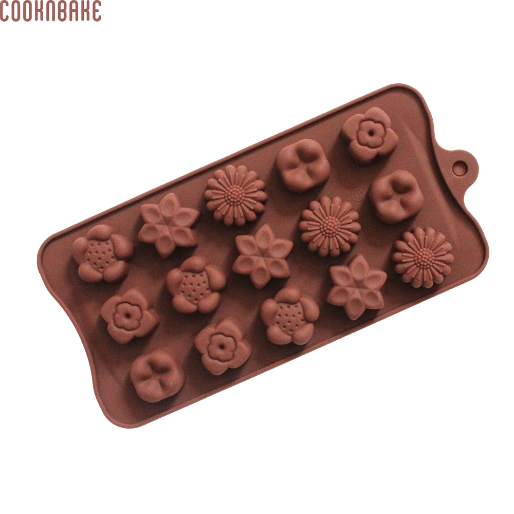 COOKNBAKE DIY Нови 15 Дупка со 5 видови на Цвет Силикони Чоколадо Мувла Мраз бикарбоната и Мувла DIY Печење Мувла CDSM-229