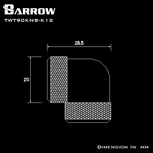 Barrow OD12mm/14mm Тешко цевки вклучите 90 степени Ротари Фитинг вода за ладење Адаптер OD12mm тешко цевка TWT90KNS-K12/TWT90KNS-K14