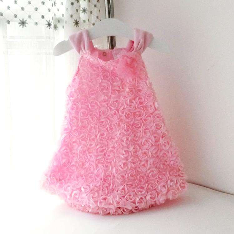 Мода Лето Стил Бебе Девојка Се Облекуваат За Деца Детска Девојка Rosette Цвеќиња Фустани Без Ракави Suspender Фустан