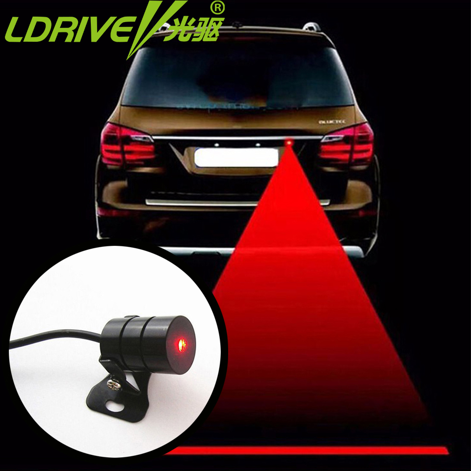 LDRIVE Опашка Светлина Автомобил ласерски магла светлина Авто задните LED педалата на Сопирачката Паркинг Светлина безбедност Анти Судир со Автомобил Стил 8-36V