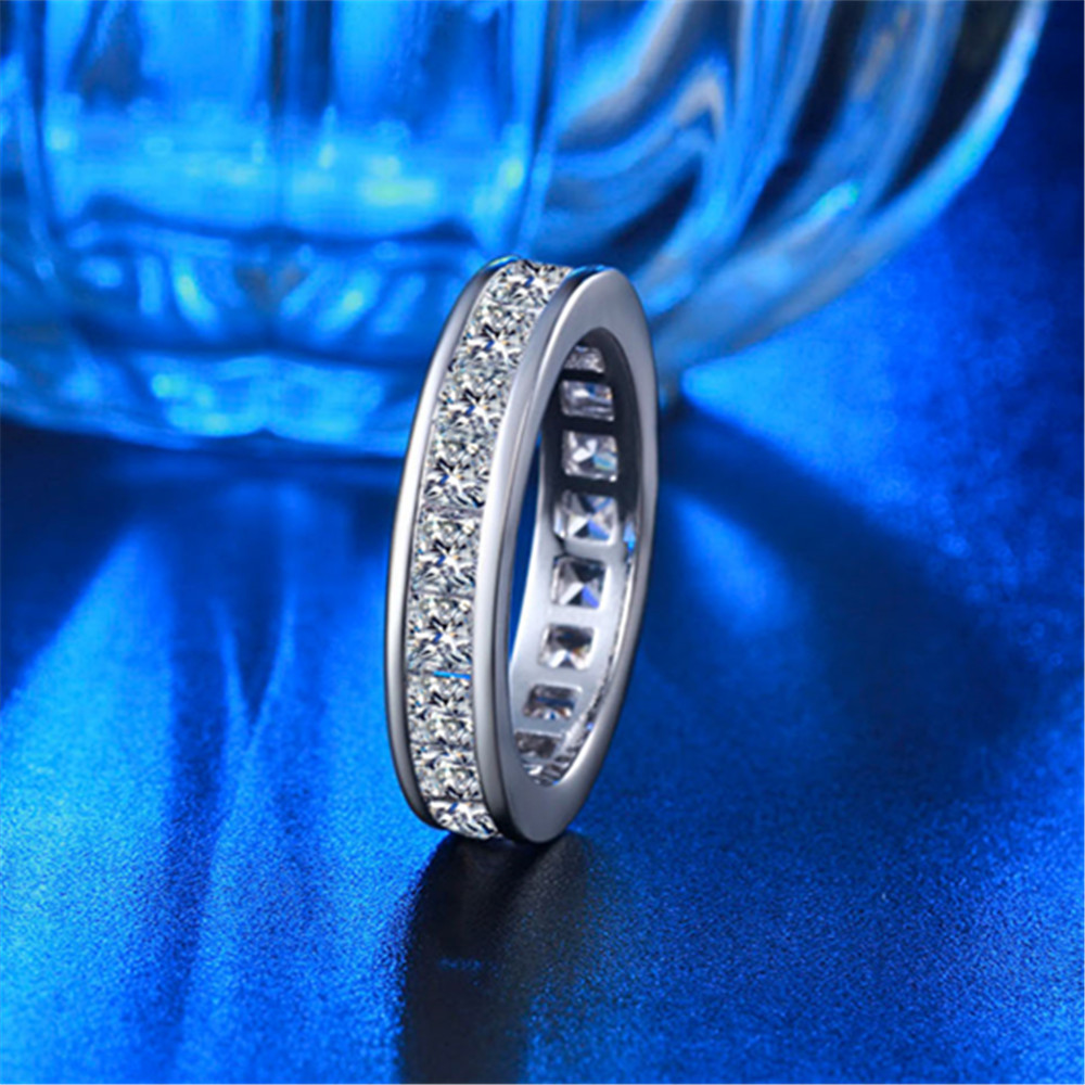 Чиста врвот австриската кристал прстени за жените свадба партија бело злато боја cz мода накит едноставен дизајн CC288
