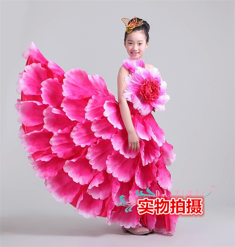нови Деца 's dance костим проширување здолниште костим модерен танц перформанси носат petal здолниште шпански flamenco фустан 540 720