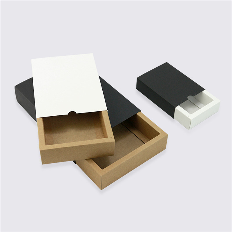 100pcs/многу White/Black/Kraft хартија Фиока форма рачно изработени Сапун Пакување Хартија Кутии со различни големини