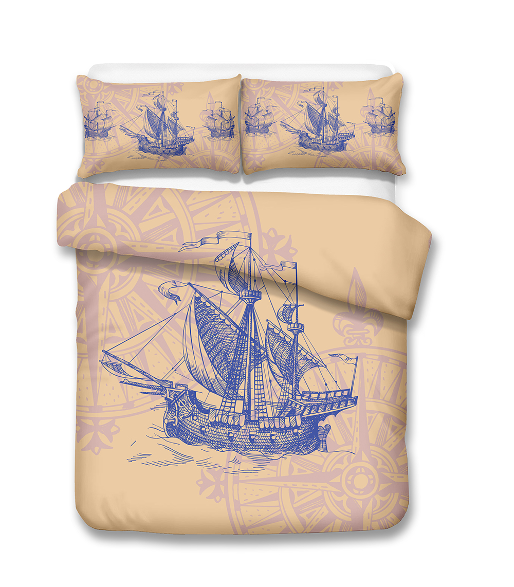 HELENGILI 3D Постелнина Поставите Брод е сидро Печати Прекривки покрие поставите lifelike bedclothes со pillowcase кревет