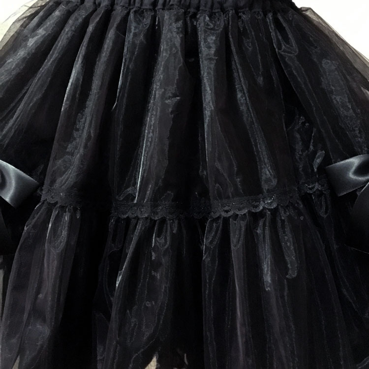 Црна/Бела бал Petticoat Слатка Лолита Organza Underskirt со Лак Бесплатен Превозот