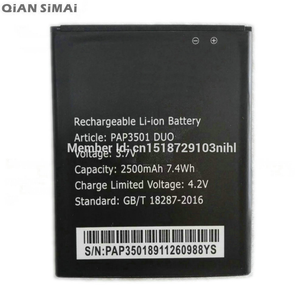 QiAN SiMAi Батеријата За Prestigio PAP3501 ДУО 2500mAh Висок Квалитет на Мобилен Телефон Замена Li-ion Батерија+ Следење