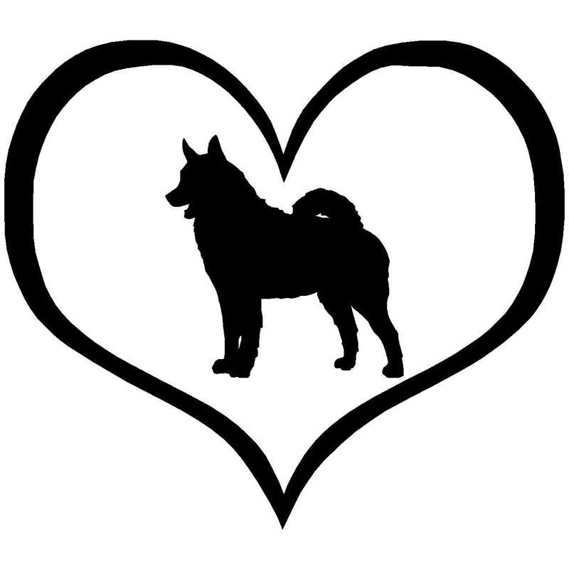 10.9*9.5 CM норвешка Elkhound Куче Срцето Автомобил Покритие Гребнатини Декоративни Decal Мода Цртан филм Животинско