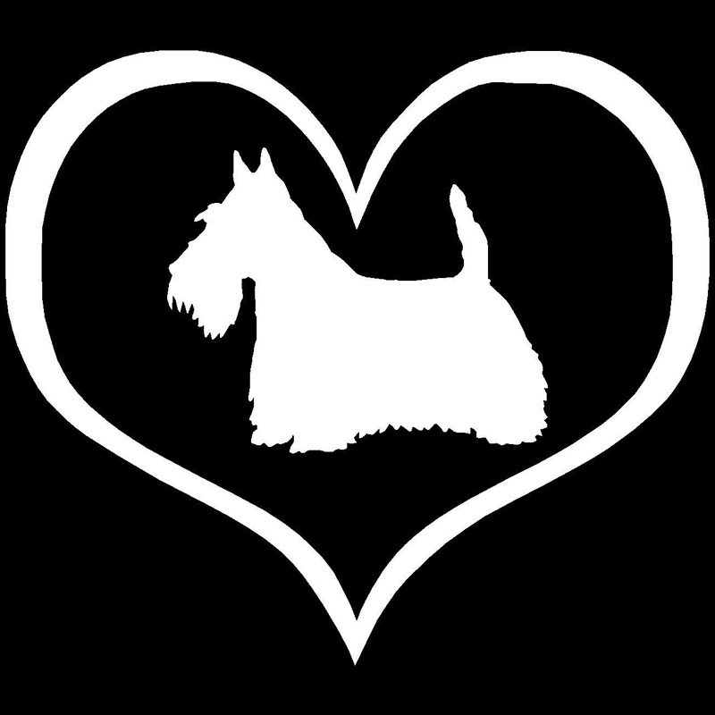 10.9*9.5 CM Шкотскиот Terrier Куче Срцето Автомобил Налепница Мода Декоративни Прозорец Стакло Decals Мото Додатоци C6-0225
