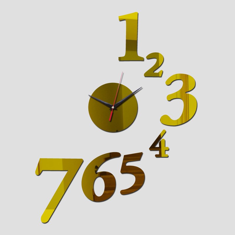 2017 нови ѕиден часовник часовници кварц reloj де споредено дневна соба европа акрилик огледало часовници diy ruched