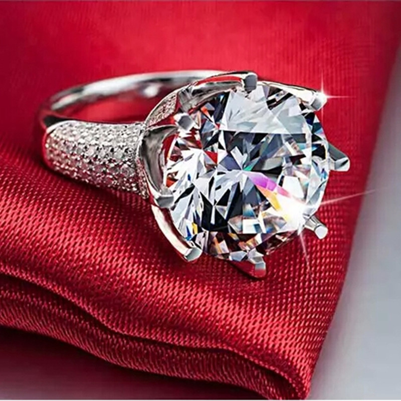 Visisap Бело Злато Боја прстен 8 Карат Круна ААА кубни циркон Свадба Прстени За Жените Луксузни големина 5-11 мода накит