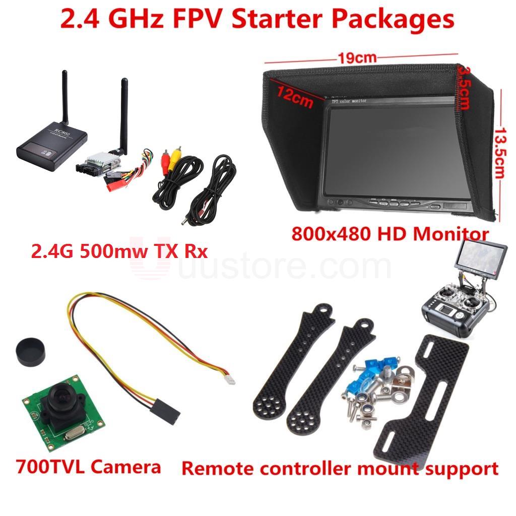 2.4 GHz FPV Стартер Пакети - 4км 500mw Безжична FPV Предавател И Приемник + HD Монитор + 700TVL Камера + Монтажа Заградата