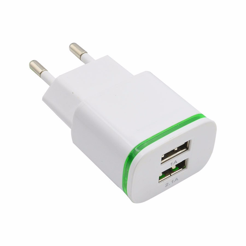 GEUMXL Smart LED Светло ЕУ Plug 2 Порти USB Полнач за 5V 2A Брзо Ѕид Мобилен Телефон Адаптер за Полнење За iPhone 5 6