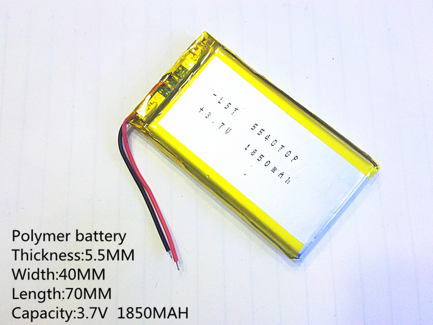 Полимер батерија 1850 mah 3.7 V 554070 smart home MP3 јазик, Li-ion батерија за dvr,GPS,mp3,mp4,мобилен телефон,говорникот