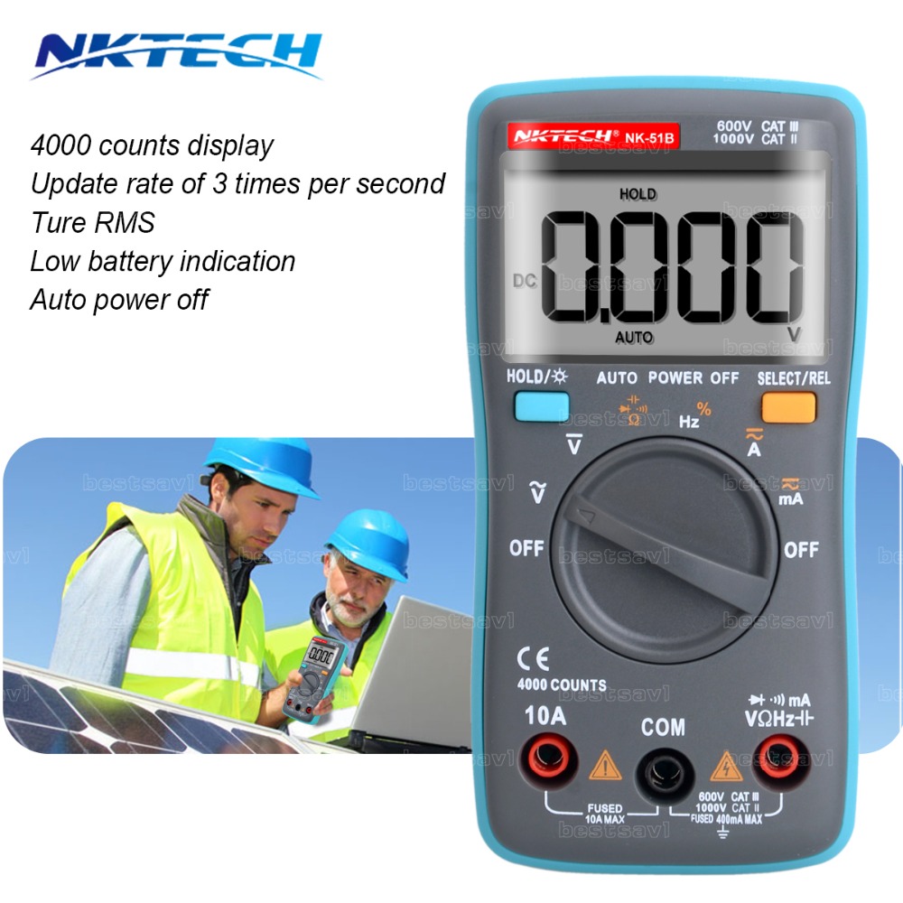 NK51B VS RM100 Дијагностички-алатка Дигитални Multimeter 6000Counts Светлото AC/DC Ohm Ammeter Температура multimetro NK51A C D