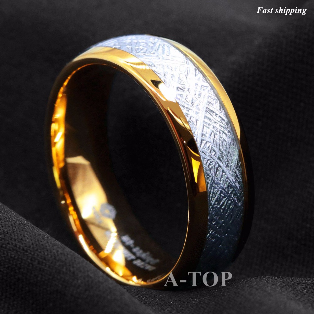 8мм Злато Купола Волфрам прстен парична Казна Сребро Пломба Свадба Бенд Прстен на ВРВОТ Накит Бесплатен Превозот