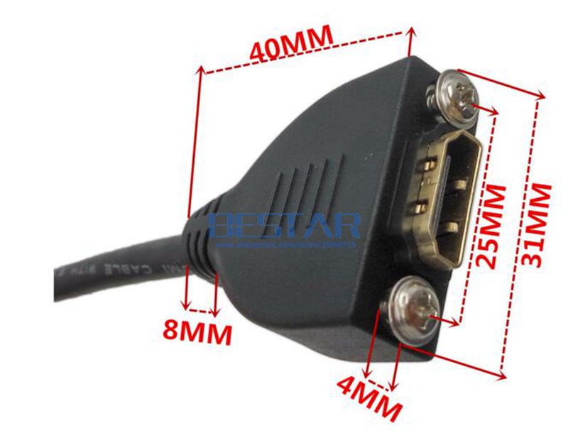 (250pcs/многу) HDMI 1.4 Панел Монтажа на Кабел, HDMI Panel-Планината Со Завртки Женски HDMI Женски Кабел HDMI Продолжување Адаптер 1m 3ft