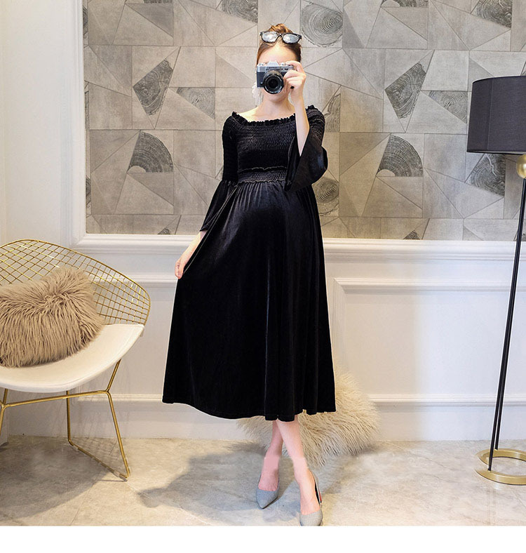 2018 Shoulderless бременоста пролет фустан породилно фотографија реквизити долг ракав фустан на бременост, породилно облека