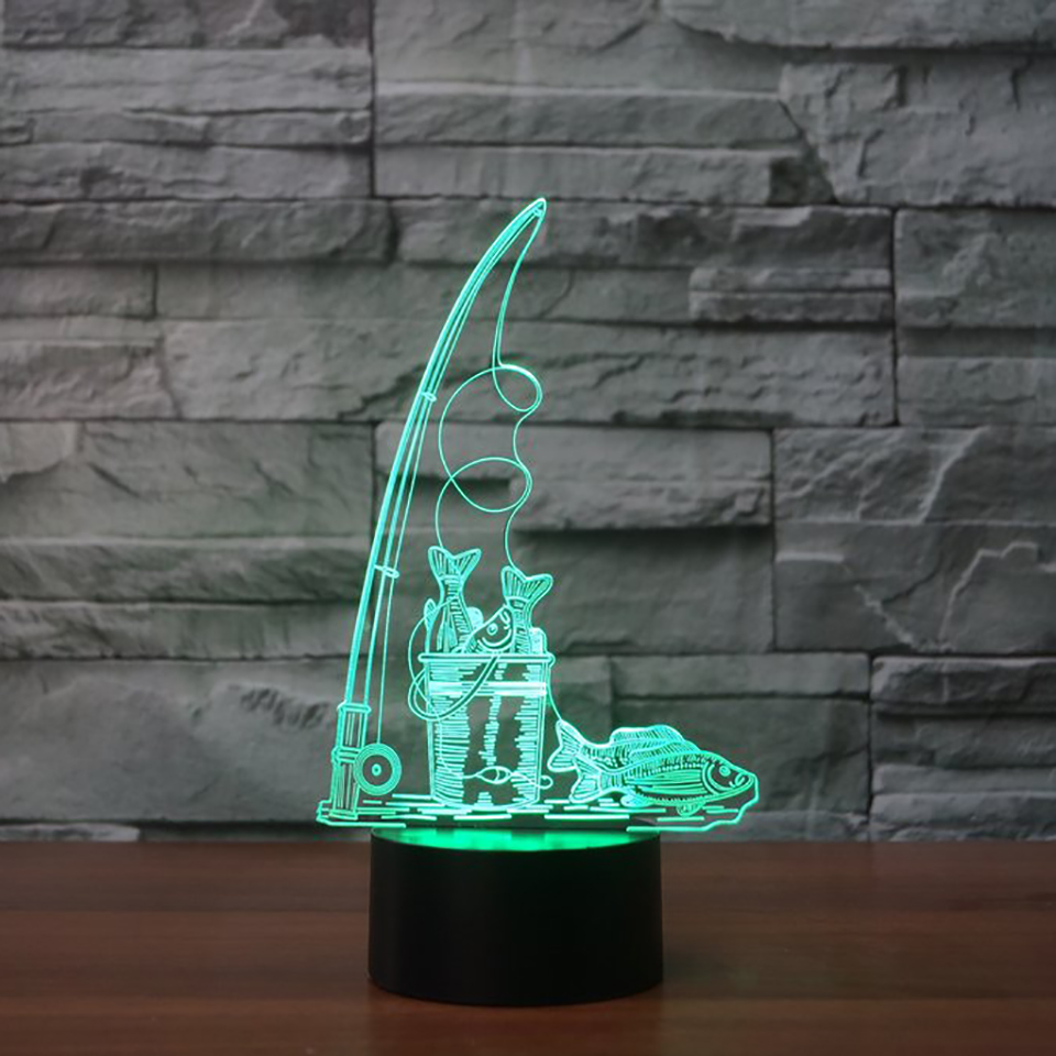 Креативни USB Риболов Алатки за Моделирање Ноќ Светлина 3D 7 Бои Визуелно Бебе Спие Табела LED Светилка Дома Декор Светлина