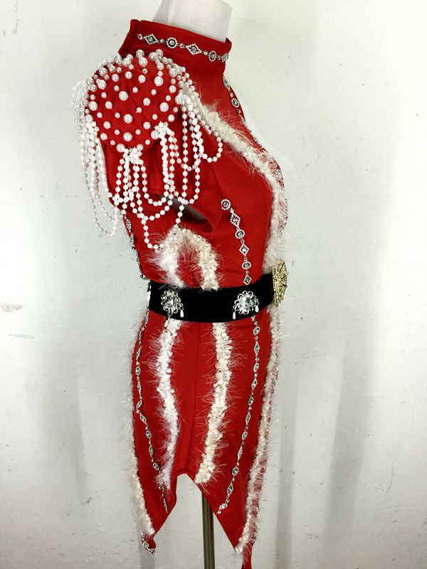 До 2015 Новина Женски танц носии пејач секси џез врвот twirled облека костим ноќен клуб танчерка Божиќ Бар шоу фаза носи