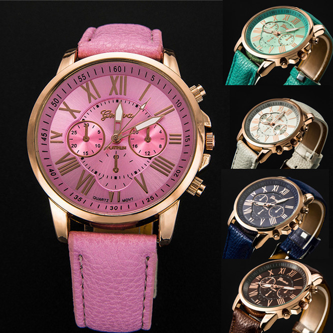 Нов Стил Женева Жените се Види Врвот продажба на Модата Популарни Часовници Кварц Секојдневен Кожа СТП Женски Девојка Дама Круг Dial рачен часовник