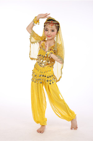 Децата Стомак Танц Костим Деца Индискиот Танц облека 2-3-5 КОМПЈУТЕРИ Дете Bollywood Танц Носии за Девојки Перформанси Танц Носат