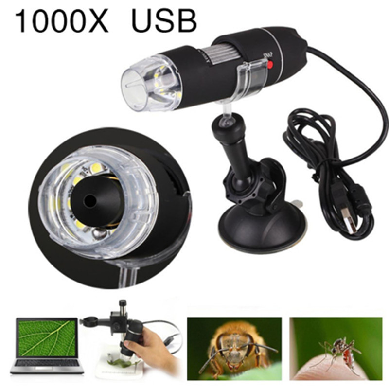 Преносни USB Микроскоп Светлина Електрични Рачни Микроскопа Вшмукување Инструмент 1000X 8 LED Дигитални Endoscope Камера