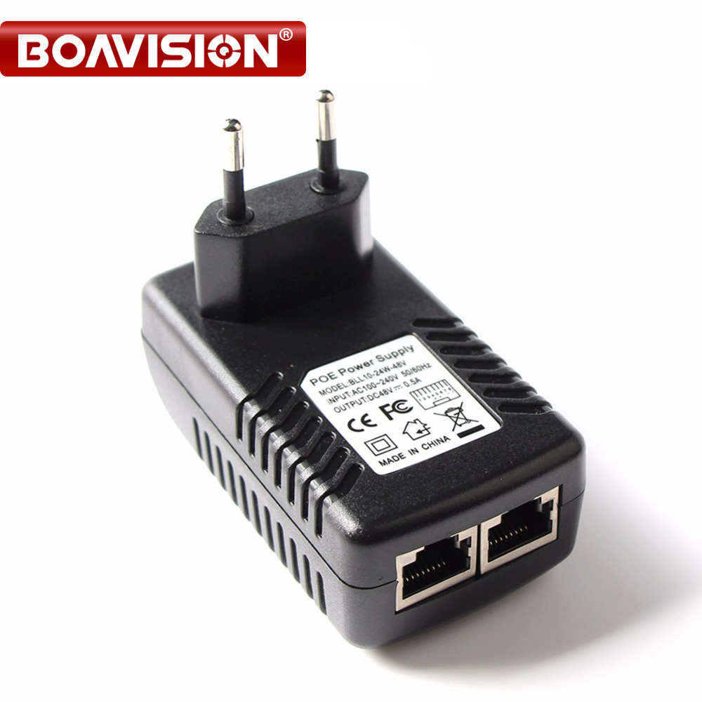 48V 0.5 НА РОЕ Инјектор Ethernet видео надзор Адаптер 15.4 W,РОЕ Pin 4/5(+),7/8(-) Компатибилен Со IEEE802.3af За IP