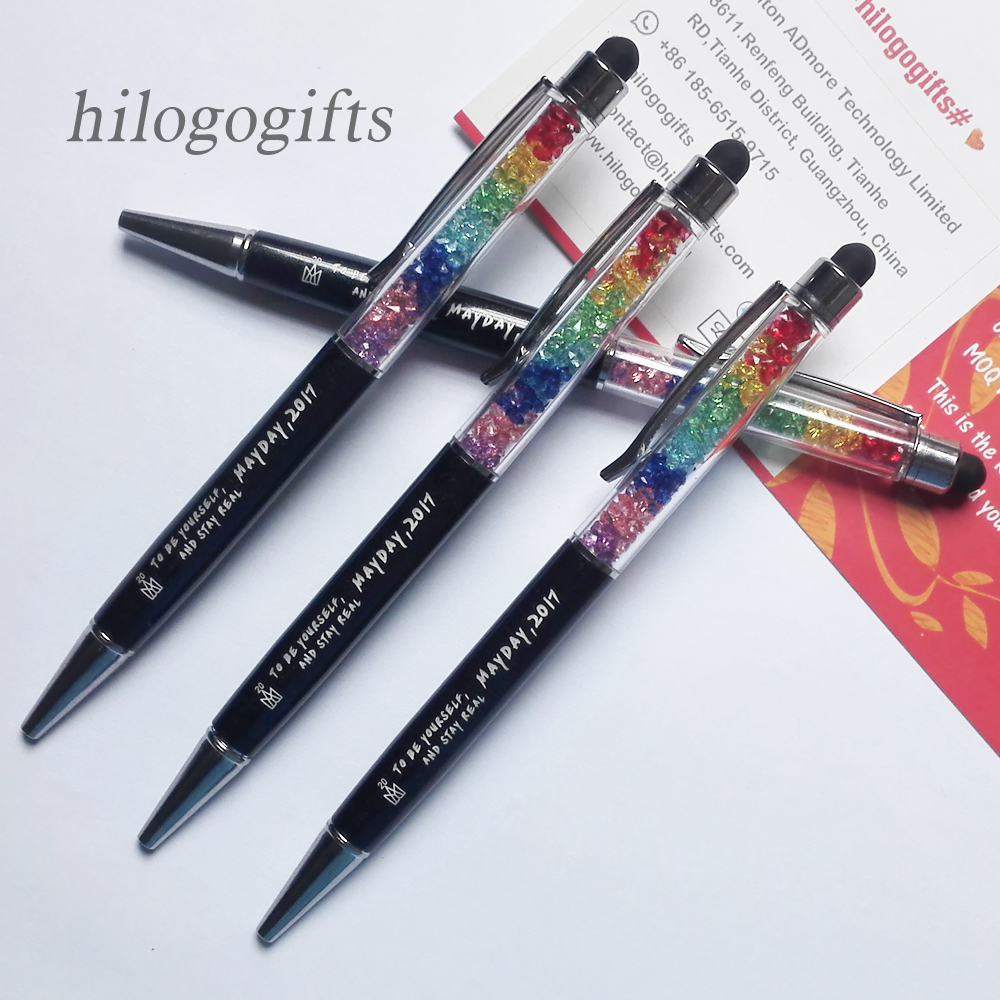 Hilogogifts НОВИ виножито пенкало кристал дијамант екран на допир пенкала обичај печатени со твоите conpany лого/e-mail/телефон 100pcs многу