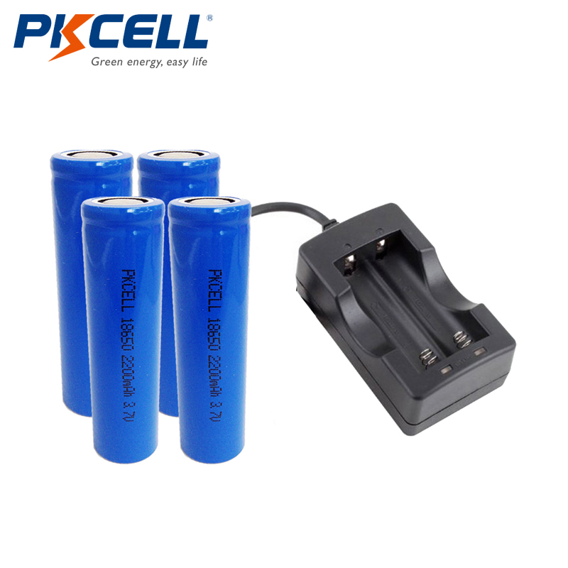 4Pcs 2200mah 3.7 V Батерија 18650 3.7 Volt ICR18650 Батерија Li-ion Батерија+1PCS 18650 2Slot на Наполнетост на Батеријата