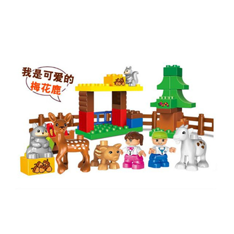 39pcs Голема Големина Diy Тули Среќна Фарм Зоолошката градина Животните хоби Блокови Поставени Компатибилен Со Legoingly Duplo Играчки За Деца Brinquedos