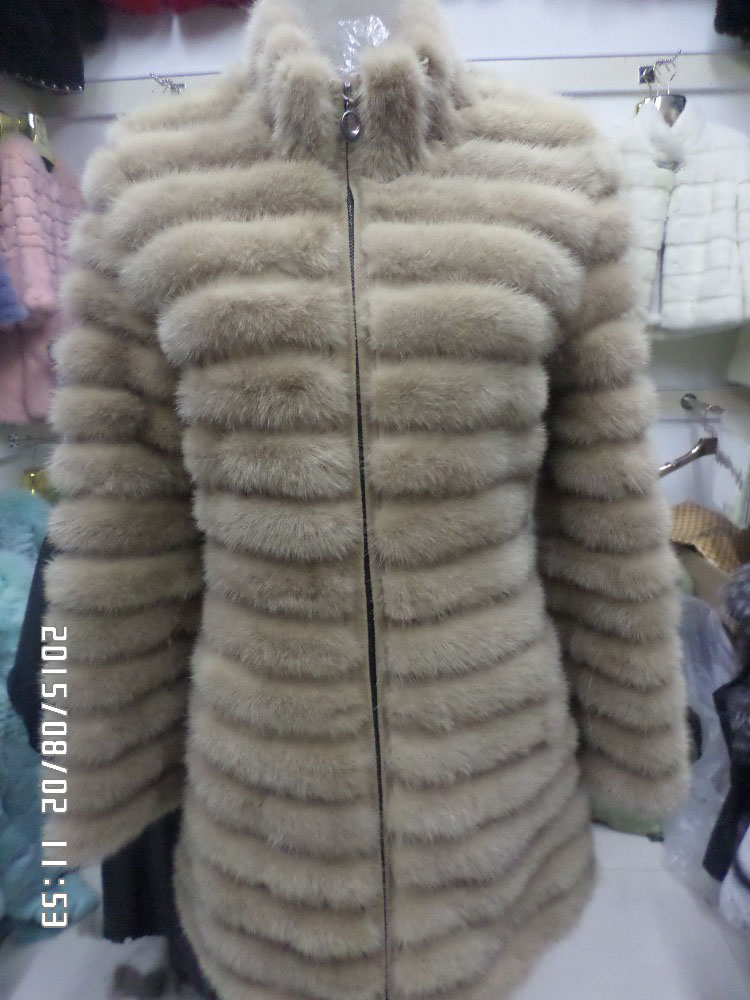 Linhaoshengyue Каки сина, црна природни mink крзнено палто