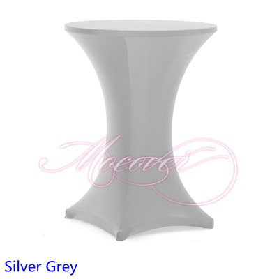 Сребро со Сива боја Spandex табела покрие коктел маса крпа lycra висока бар табела покрие свадба партија и хотел маса