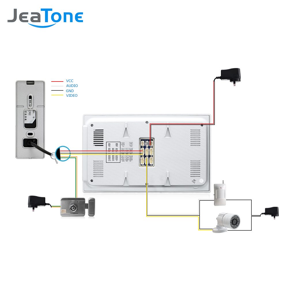 JeaTone 4 Жичен Видео Врата Телефон Спогодба Врата Home Security System Вратата Говорникот Повик Панел+7 инчен Монитор +1200TVL Камера