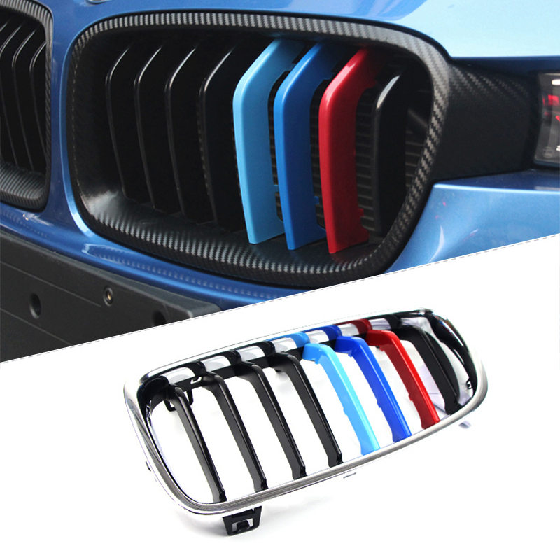 Atreus 3pcs 3D Автомобил Предната Решетка Трим Спорт Ленти Покрие Налепници За BMW E46 E90 F30 F34 E92 E93 серија 3 GT